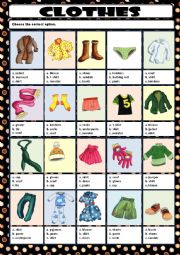English Worksheet: CLOTHES - MULTIPLE CHOICE