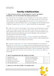 English Worksheet: family relationship