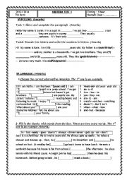 English Worksheet: mid term test 1 7th form