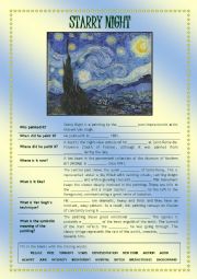 English Worksheet: Starry Night, by Vincent Van Gogh