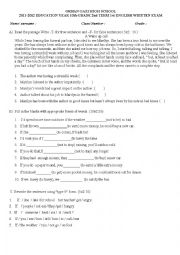 Grammar and vocabulary worksheet