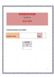 English Worksheet: Speaking Diagnostic Exam