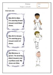 English Worksheet: My clothes