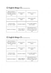 English Worksheet: Getting to know each other bingo