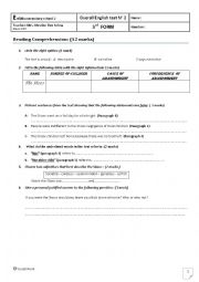 English Worksheet: second term full test