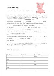 English Worksheet: Saved by a pig