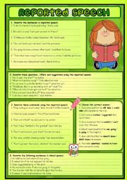 English Worksheet: REPORTED SPEECH