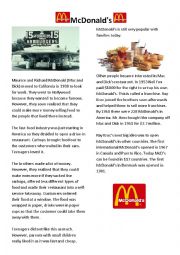 English Worksheet: McDonalds the early years