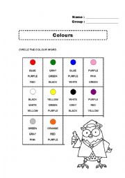 English Worksheet: Colours