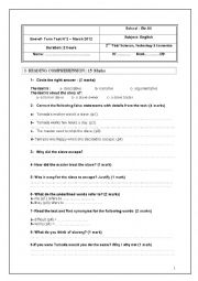 English Worksheet: second term full term test second year students