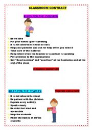 English Worksheet: Classroom contract