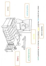 English Worksheet: Bedroom - objects in the bedroom 2 versions