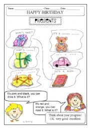 English Worksheet: PRESENTS (toys) coloured