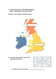 English Worksheet: Complete the map of THE UNITED KINGDOM. 