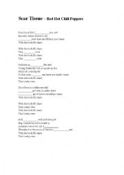 English Worksheet: Scar Tissue Music