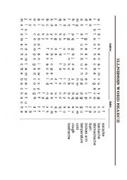 English Worksheet: illnesses word search