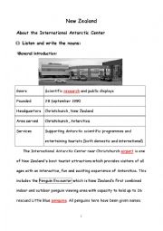 English Worksheet: The International Antarctic Center in NZ