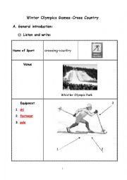 English Worksheet: Cross Country-Sports