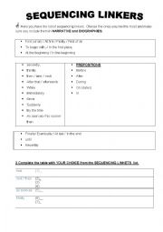 English Worksheet: SEQUENCING LINKERS & CONNECTORS