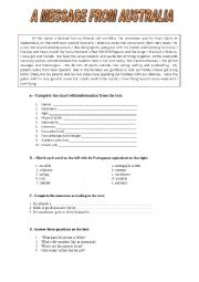 English Worksheet: Message from Australia