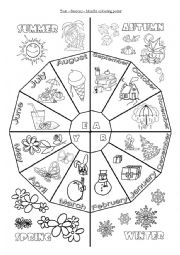 English Worksheet: year seasons months poster painting