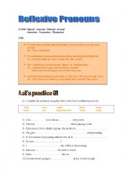 English Worksheet: Reflexive Pronouns