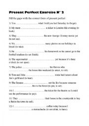 English Worksheet: Persent perfect exercise n2