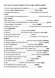 English Worksheet: suffixes and prefixes