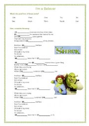 English Worksheet: Im a Believer (Shrek)