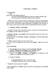 English Worksheet: Concession and contrast Theory