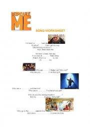 English Worksheet: DESPICABLE ME SONG WORKSHEET