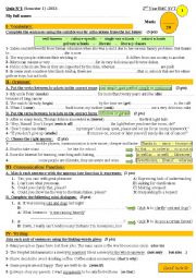 English Worksheet: A nice Quiz n1, for 2nd year BAC students (version A) Semester 1 - 2013