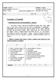 English Worksheet: 7th form test