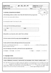 Mid term test 1 for first form pupils