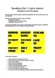 English Worksheet: Just a minute toc-tac-toe