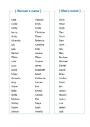 English Worksheet: english name