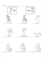 English Worksheet: he or she