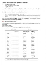 English Worksheet: adjectives with ful; less