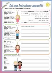 English Worksheet: Writing Time Series - Let me introduce myself! - Adult characters