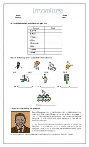 English Worksheet: Past simple workshop: Inventors (with answer key)