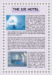 English Worksheet: THE ICE HOTEL + KEY