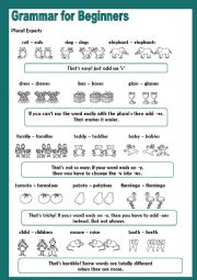 English Worksheet: Grammar for Beginners - Plurals