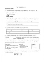 English Worksheet: mid term test 1 