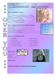 English Worksheet: Over you - Miranda Lambert