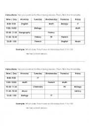 English Worksheet: Information-gap activity: School timetable