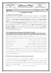 English Worksheet: Ordinary test