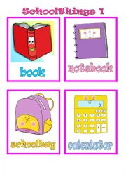 English Worksheet: SCHOOLTHINGS FLASHCARDS 1/3