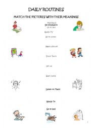 English Worksheet: daily routines