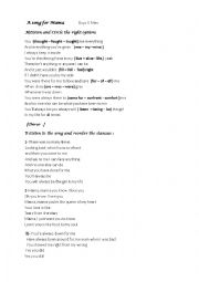 English Worksheet: A song for Mama