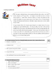 English Worksheet: Test_ Personal identification